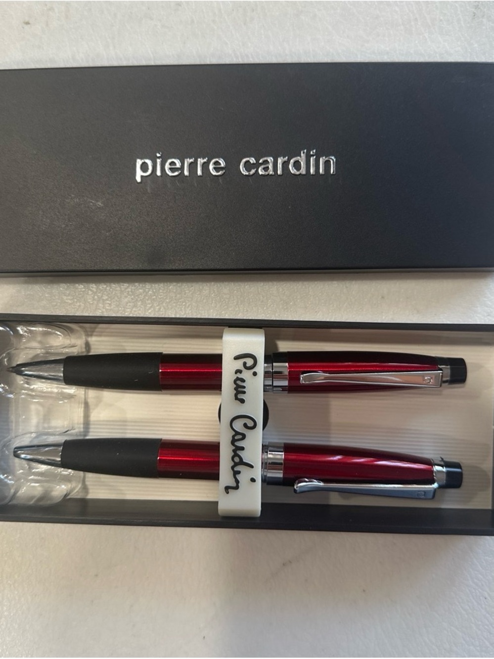Pierre Cardin Red & Silver Pen & Pencil Set – Original Gift Box – Vintage